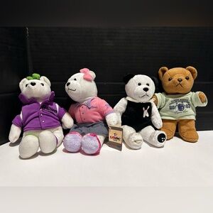 Bears Bowling  Plush Bear Mixed  Lot Of 4 Vintage